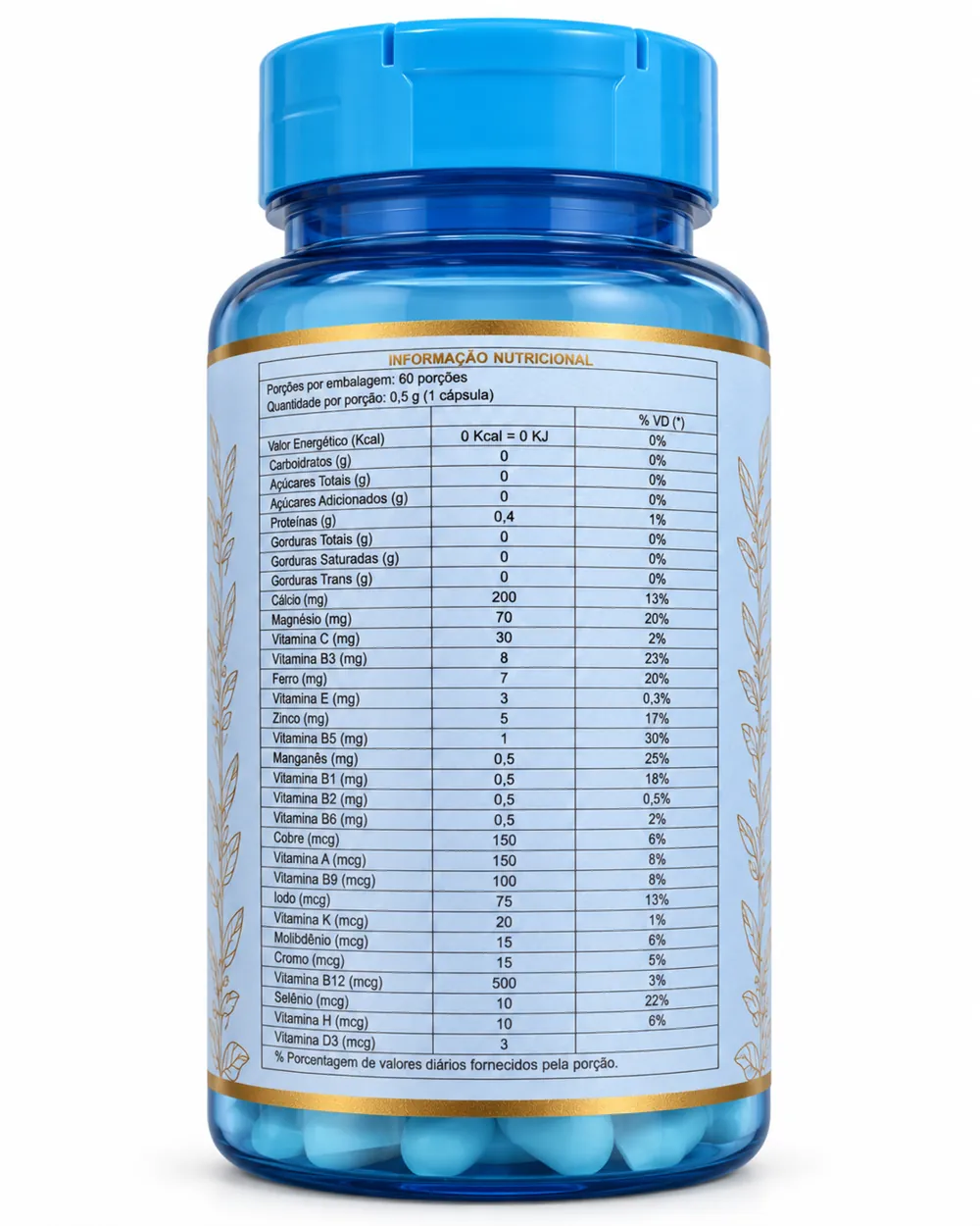 Tabela nutricional impressa no rótulo de Polly Vitamínico Verum